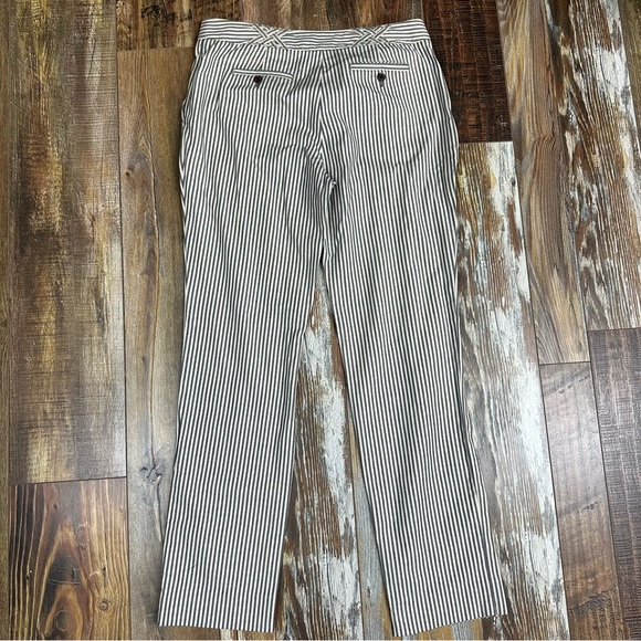 Tory Burch Cotton Striped Pants 10 White Gray - Picture 2 of 6
